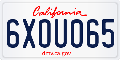CA license plate 6XOU065