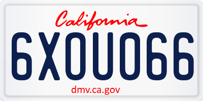 CA license plate 6XOU066