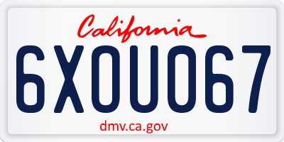 CA license plate 6XOU067