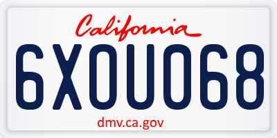 CA license plate 6XOU068
