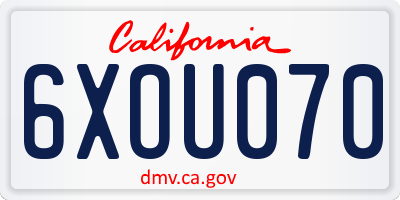 CA license plate 6XOU070