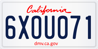 CA license plate 6XOU071