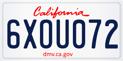CA license plate 6XOU072