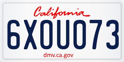 CA license plate 6XOU073