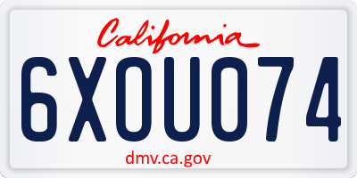 CA license plate 6XOU074