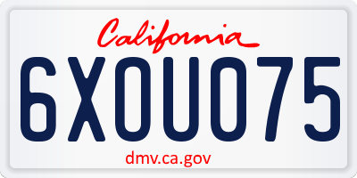 CA license plate 6XOU075