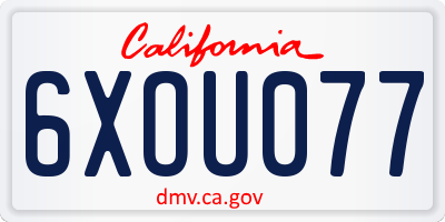 CA license plate 6XOU077