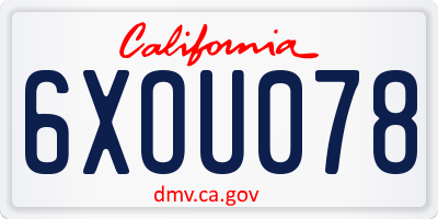 CA license plate 6XOU078