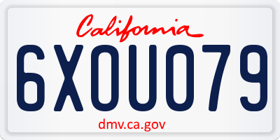 CA license plate 6XOU079