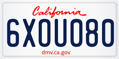 CA license plate 6XOU080