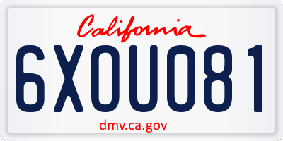 CA license plate 6XOU081