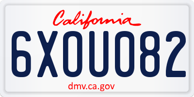 CA license plate 6XOU082
