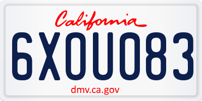 CA license plate 6XOU083