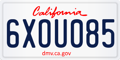CA license plate 6XOU085
