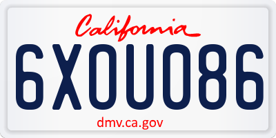 CA license plate 6XOU086