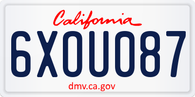 CA license plate 6XOU087