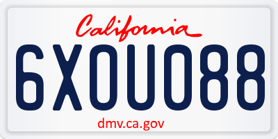 CA license plate 6XOU088
