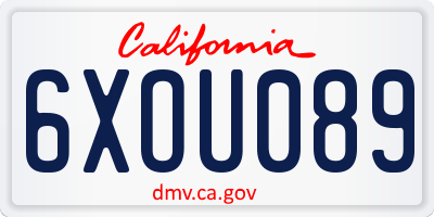 CA license plate 6XOU089