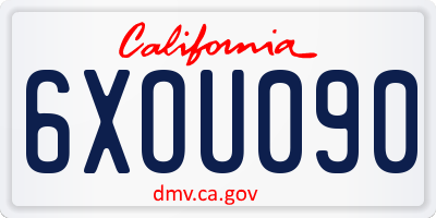CA license plate 6XOU090