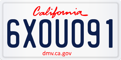 CA license plate 6XOU091