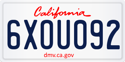 CA license plate 6XOU092