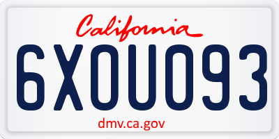 CA license plate 6XOU093