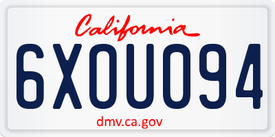 CA license plate 6XOU094