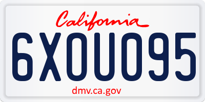 CA license plate 6XOU095