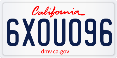 CA license plate 6XOU096