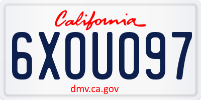 CA license plate 6XOU097