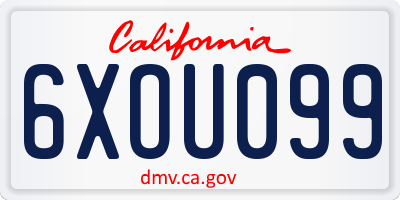 CA license plate 6XOU099