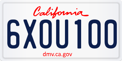 CA license plate 6XOU100