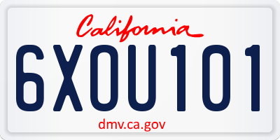CA license plate 6XOU101