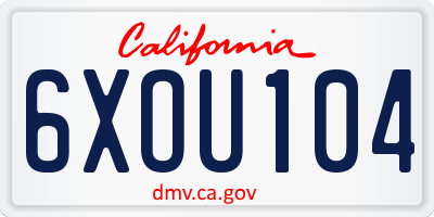 CA license plate 6XOU104