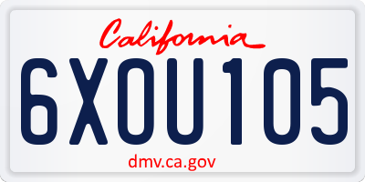 CA license plate 6XOU105