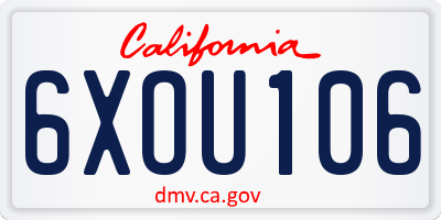 CA license plate 6XOU106