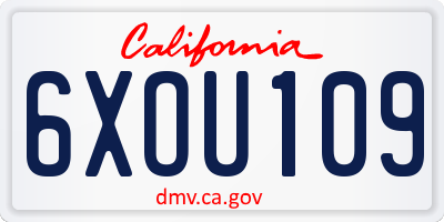 CA license plate 6XOU109