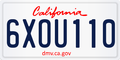 CA license plate 6XOU110