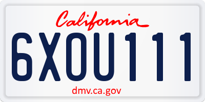 CA license plate 6XOU111