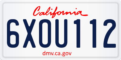 CA license plate 6XOU112