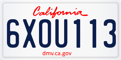 CA license plate 6XOU113