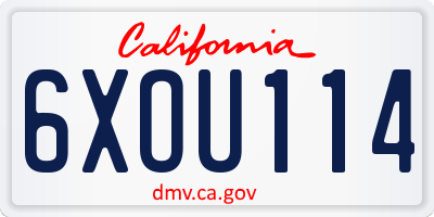 CA license plate 6XOU114