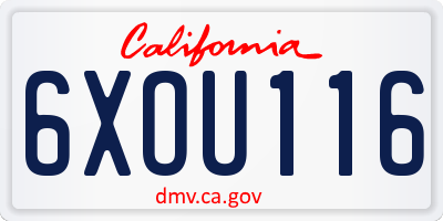 CA license plate 6XOU116