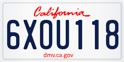CA license plate 6XOU118