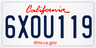 CA license plate 6XOU119