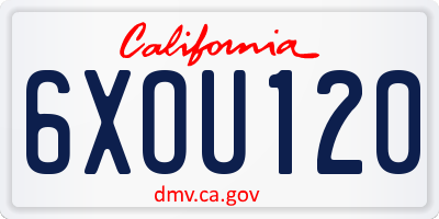 CA license plate 6XOU120