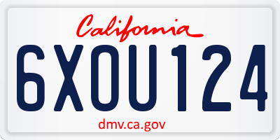 CA license plate 6XOU124