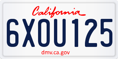 CA license plate 6XOU125