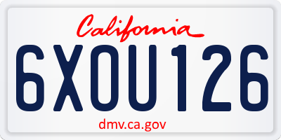 CA license plate 6XOU126