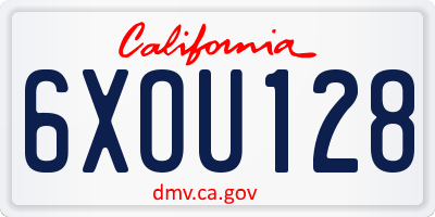 CA license plate 6XOU128